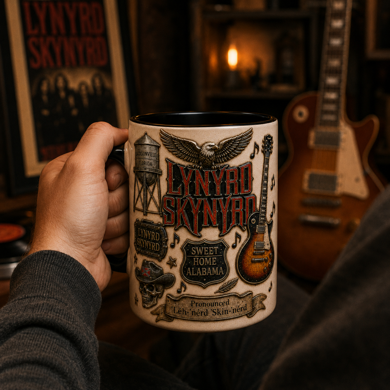 Lynyrd Skynyrd Mug – Free Bird & Sweet Home Alabama Coffee Cup, Southern Rock Gift for Fans