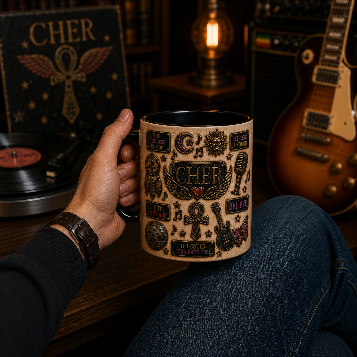 Cher Mug – Believe & If I Could Turn Back Time Ceramic Coffee Mug, Goddess of Pop Gift