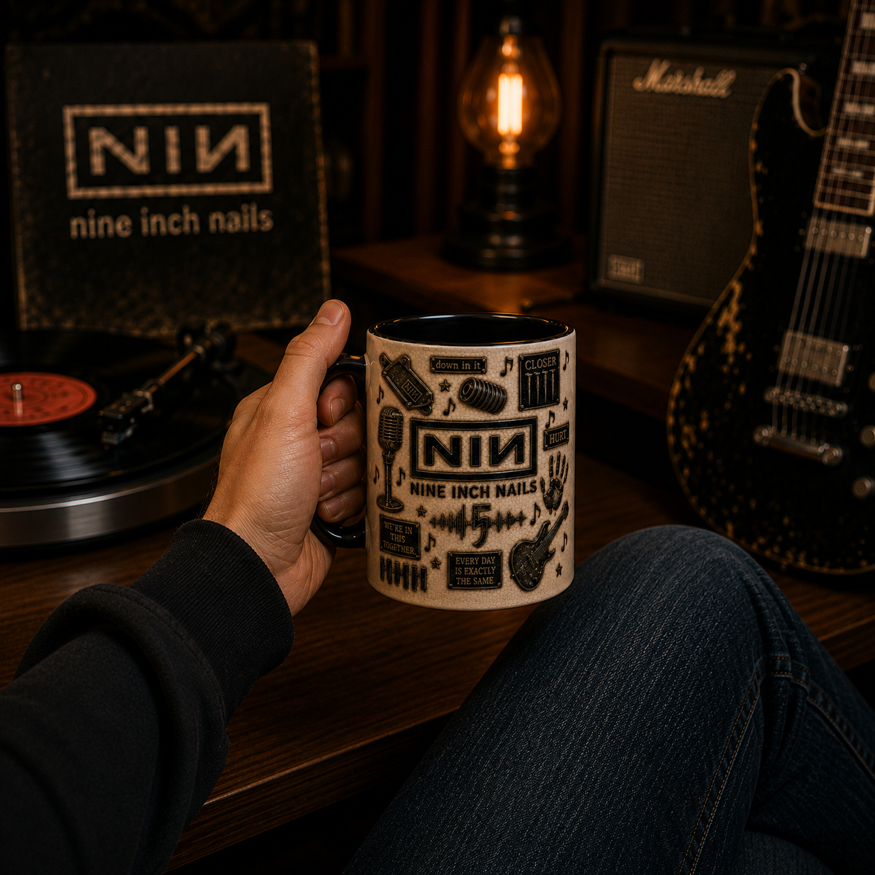 Nine Inch Nails Mug – NIN Ceramic Coffee Mug, The Downward Spiral Industrial Rock Gift for Music Fans