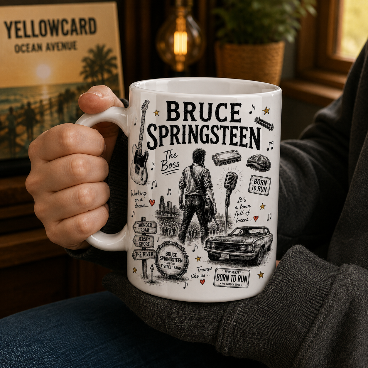 Bruce Springsteen Mug – The Boss Ceramic Coffee Mug, Born to Run Fan Gift for Bruce Springsteen Lovers