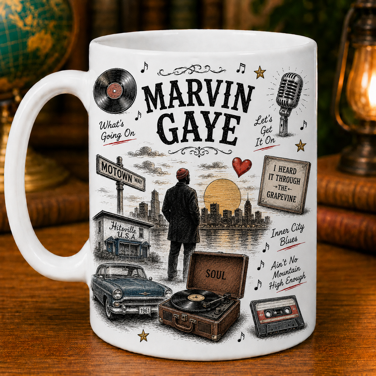 Marvin Gaye Coffee Mug, Motown Soul Gift, Vintage Music Lover Mug, Soul Music Fan Gift