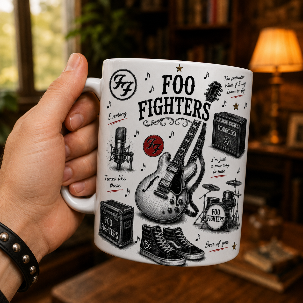 Foo Fighters Sketch Coffee Mug Best of You Mug, Rock Band Fan Gift, Alternative Rock Ceramic Cup