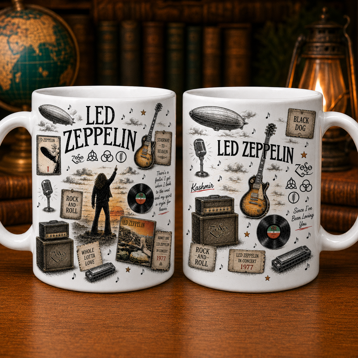 Led Zeppelin Sketch Coffee Mug, Stairway to Heaven Gift, Whole Lotta Love Mug, Classic Rock Fan Gift, Vintage Band Ceramic Cup