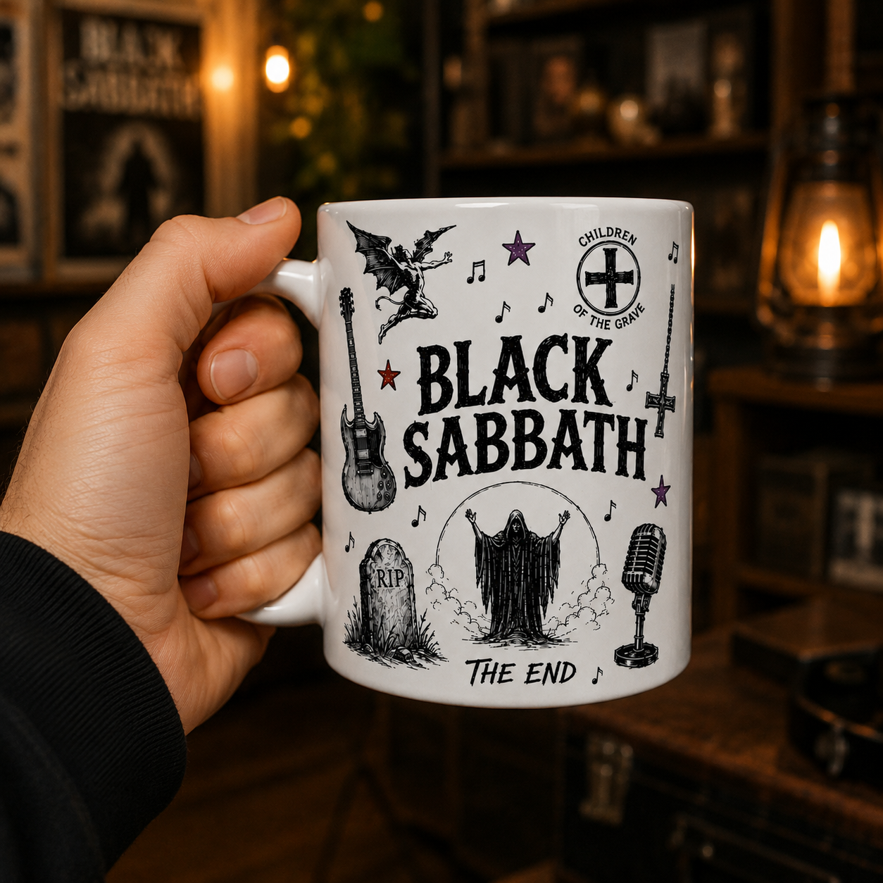 Black Sabbath Sketch Coffee Mug, Heavy Metal Gift, Paranoid Mug, Ozzy Fan Gift, Vintage Rock Ceramic Mug