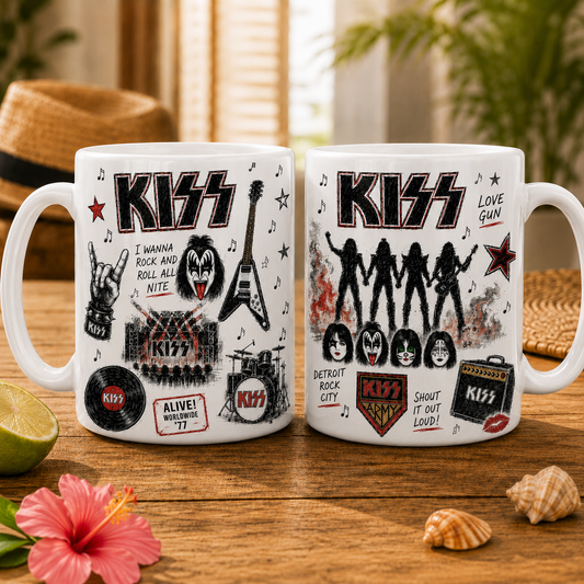 KISS Mug – Vintage Rock Sketch Coffee Mug For KISS Fans And Classic Rock Lovers