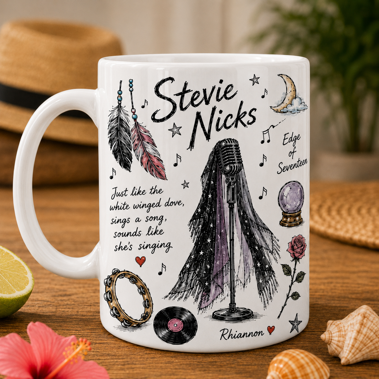 Stevie Nicks Mug – Vintage Sketch Music Coffee Mug For Stevie Nicks & Fleetwood Mac Fans