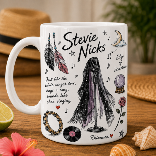 Stevie Nicks Mug – Vintage Sketch Music Coffee Mug For Stevie Nicks & Fleetwood Mac Fans