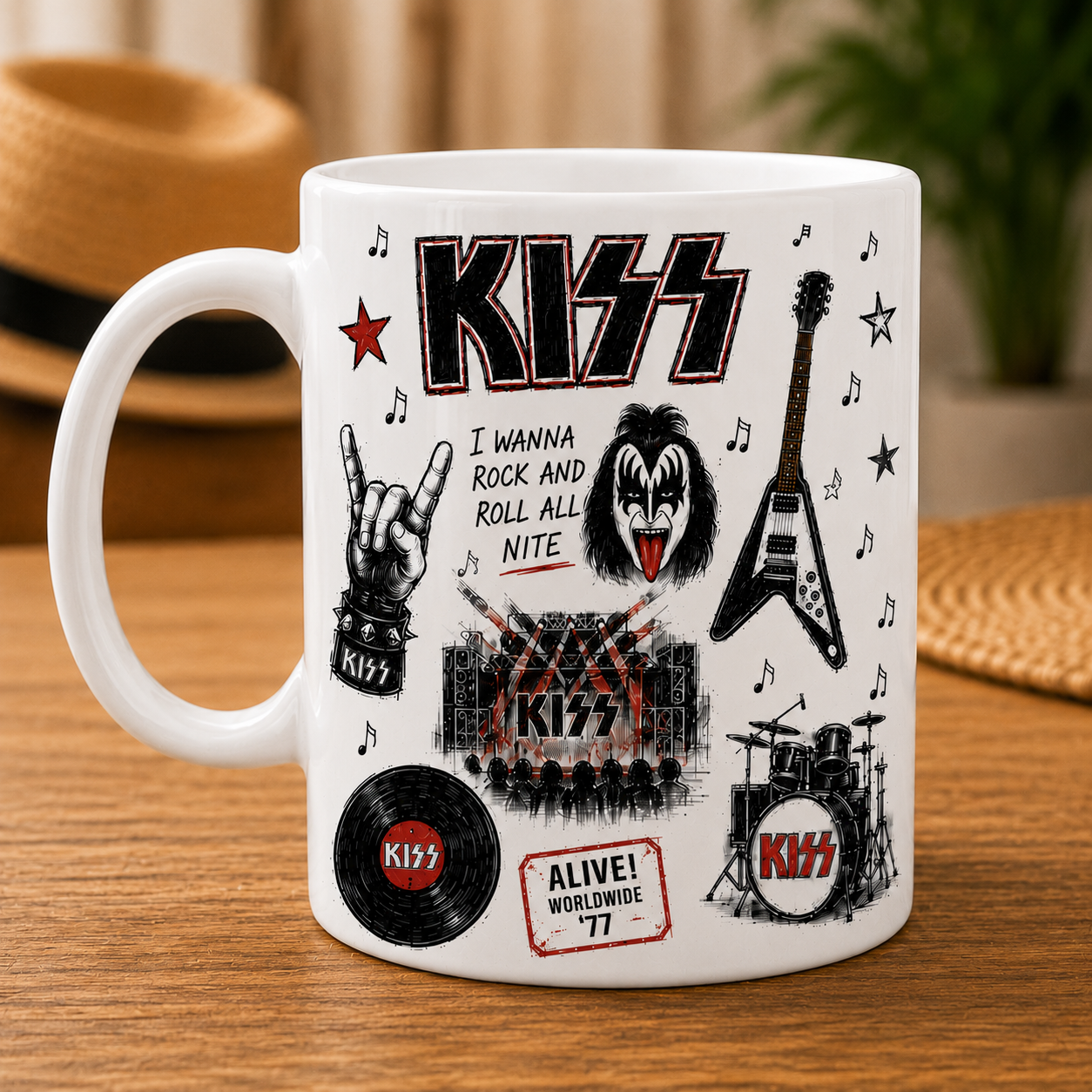 KISS Mug – Vintage Rock Sketch Coffee Mug For KISS Fans And Classic Rock Lovers
