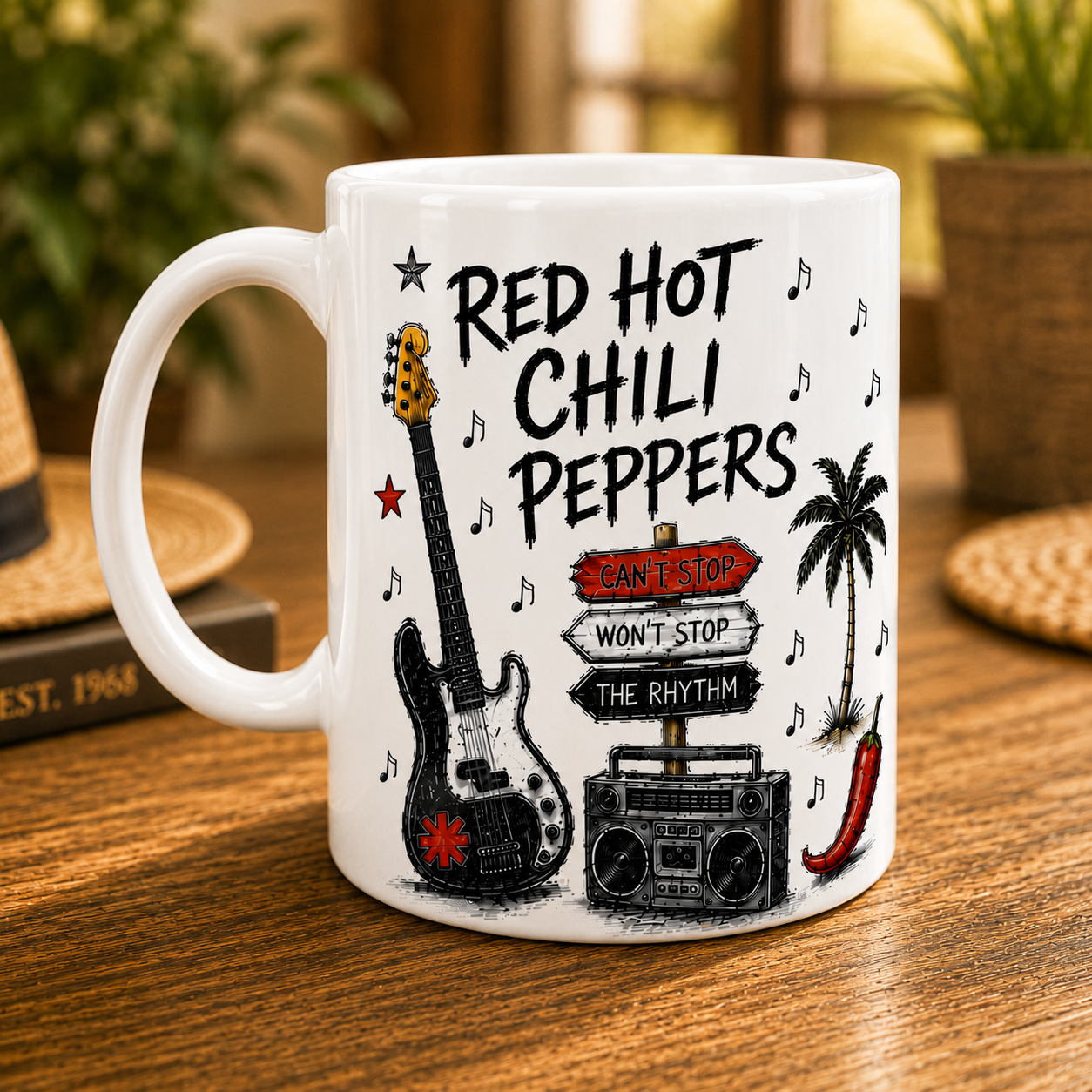 Red Hot Chili Peppers Vintage Sketch Coffee Mug – Ceramic Rock Band Mug Gift for Fans