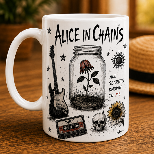 Alice In Chains Vintage Sketch Coffee Mug – Grunge Rock Ceramic Mug Gift for Fans
