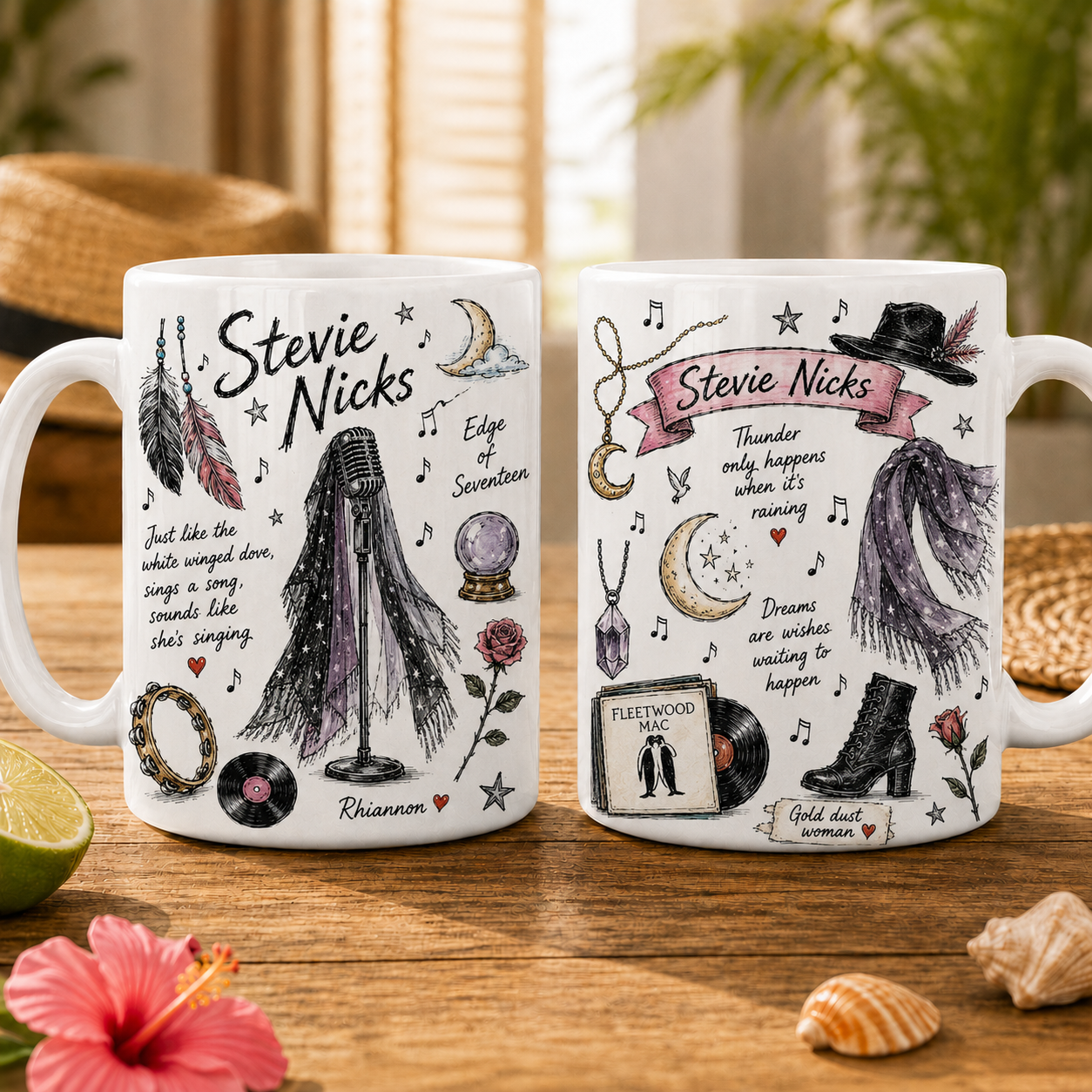Stevie Nicks Mug – Vintage Sketch Music Coffee Mug For Stevie Nicks & Fleetwood Mac Fans