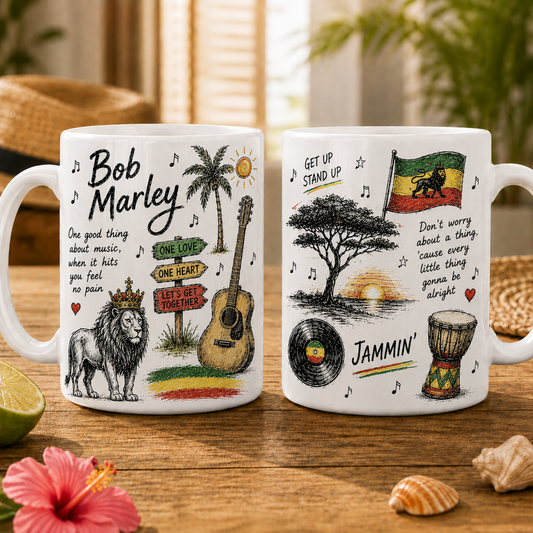Bob Marley Mug – Vintage Reggae Sketch Coffee Mug For Bob Marley Fans And Music Lovers