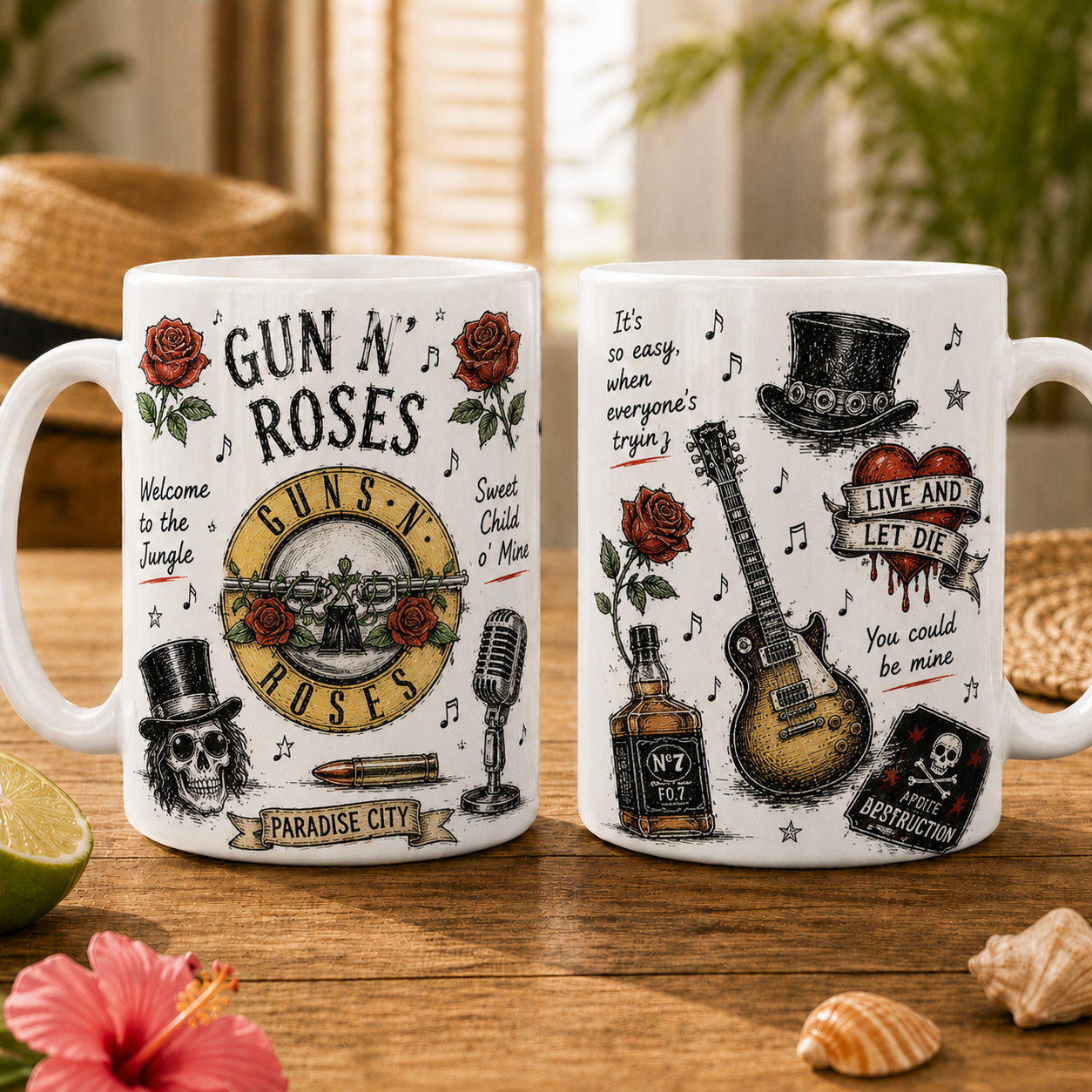 Guns N' Roses Vintage Sketch Coffee Mug – Rock Band Ceramic Mug Gift for Music Fans