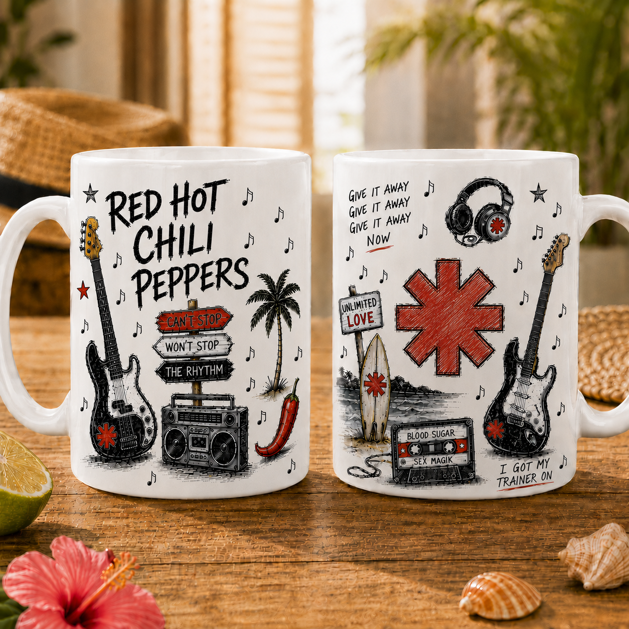 Red Hot Chili Peppers Vintage Sketch Coffee Mug – Ceramic Rock Band Mug Gift for Fans