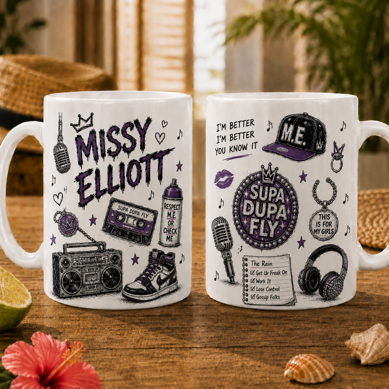 Missy Elliott Vinatge Sketch Coffee Mug – Hip Hop Ceramic Mug Gift for Music Fans