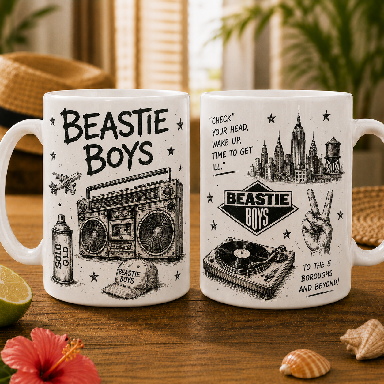 Beastie Boys Vintage Sketch  Coffee Mug – Hip Hop Ceramic Mug Gift for Music Fans