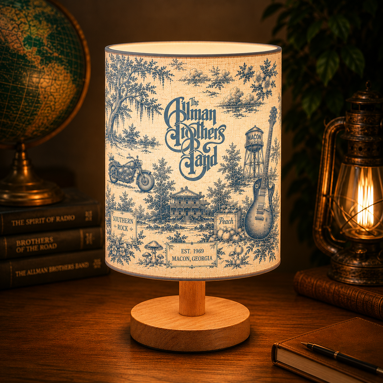 The Allman Brothers Band Table Fabric Lamp – Vintage Music Room Decor Gift