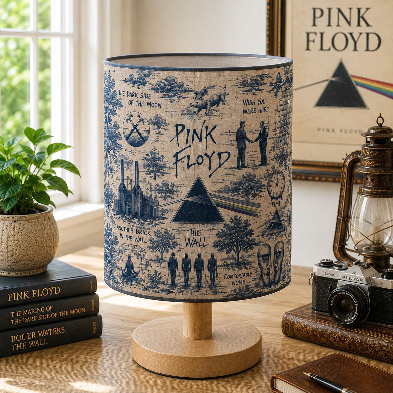 Pink Floyd Band Table Fabric Lamp – Vintage Music Room Decor Gift