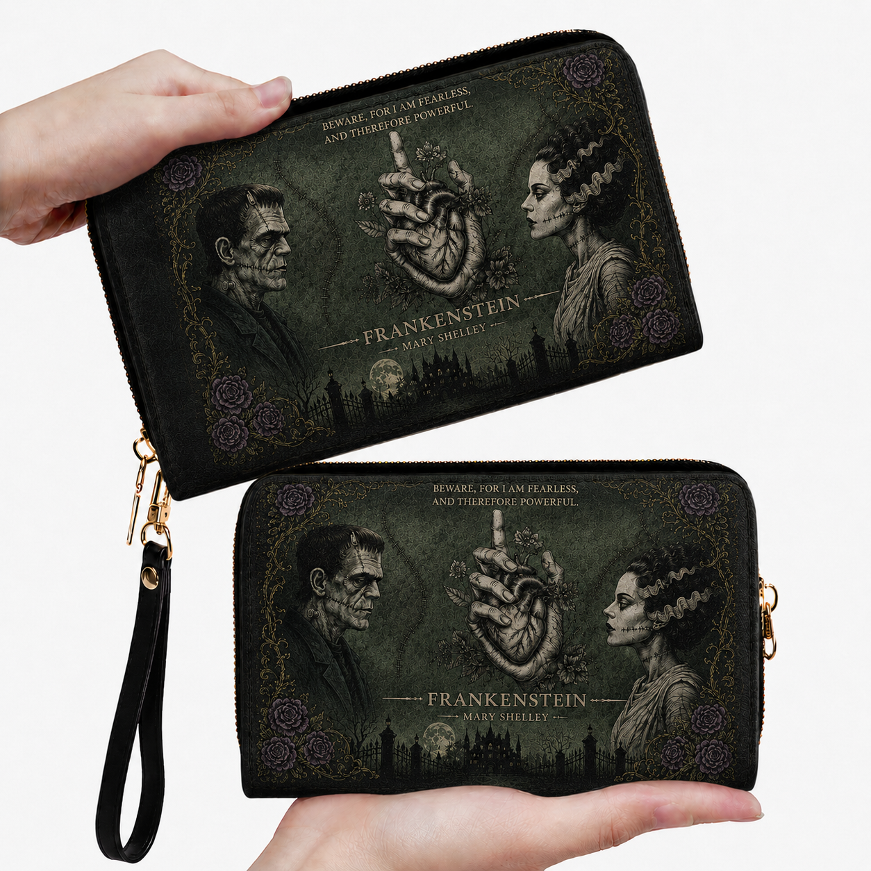 Frankenstein Gothic Leather Handbag, Tote Bag and Wallet Set, The Modern Prometheus Literary Horror Book Lover Handbag (Copy)