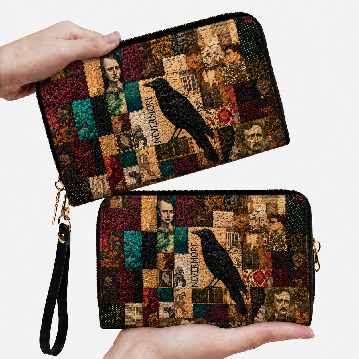 Edgar Allan Poe Raven Tote Bag, Hand Bag and Wallet Set – Nevermore Literary Shoulder Handbag, Dark Academia Book Lover Gift