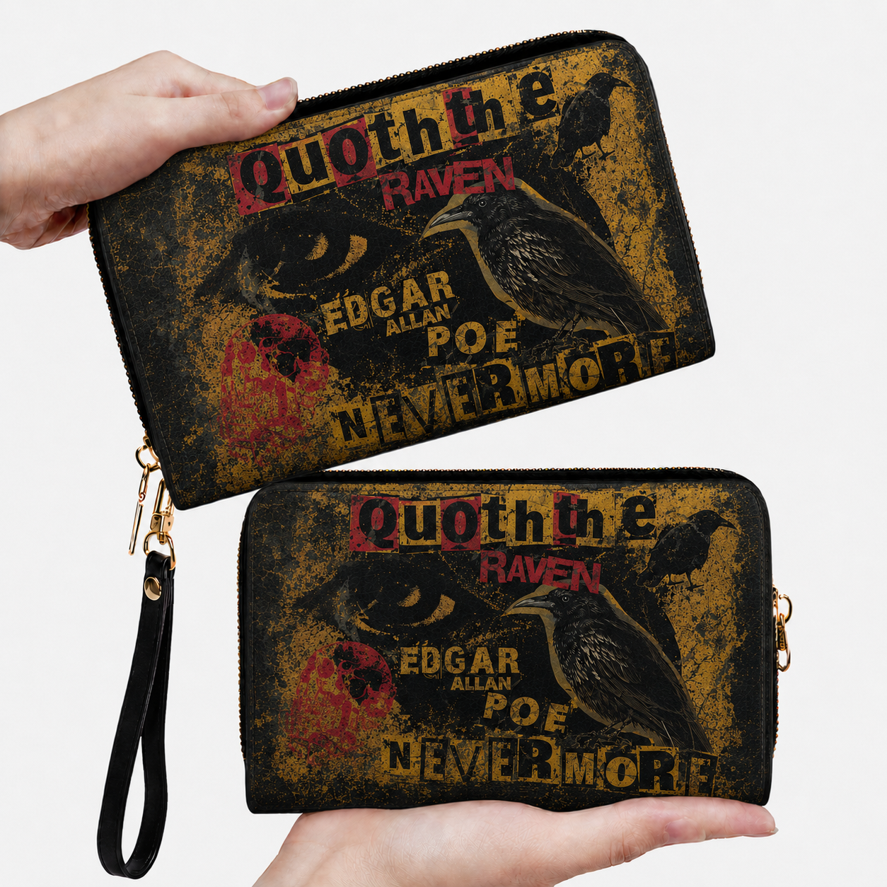 Edgar Allan Poe Nevermore Raven Tote Bag, Hand Bag and Wallet Set – Nevermore Literary Shoulder Handbag, Dark Academia Book Lover Gift