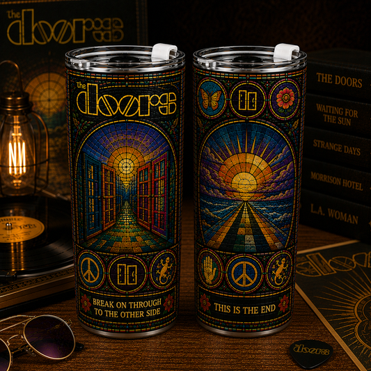 The Doors 20oz & 40oz Stained Glass Stainless Steel Tumbler - Psychedelic Rock Travel Mug With Lid and Straw