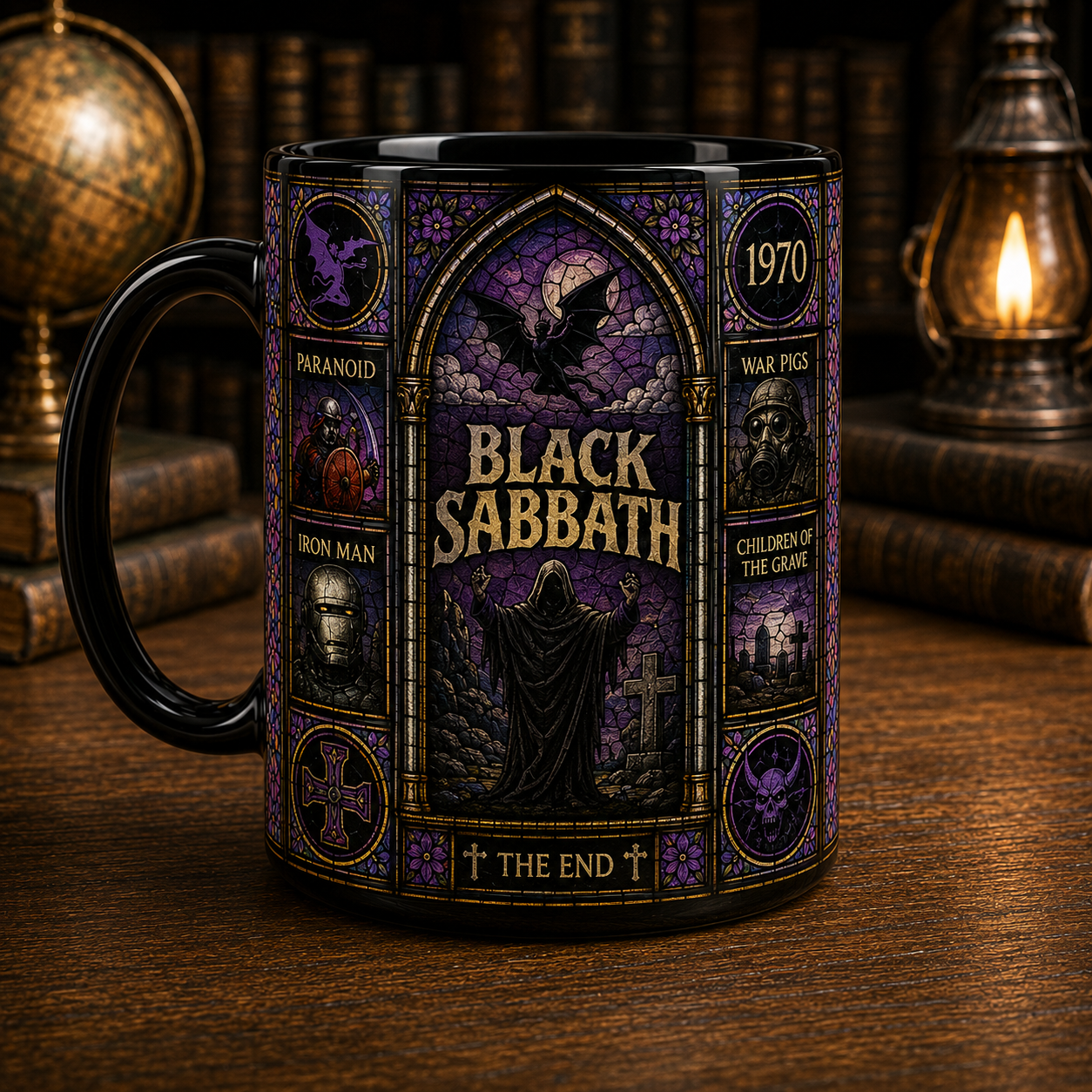 Black Sabbath Stained Glass Mug – Paranoid Heavy Metal Gift