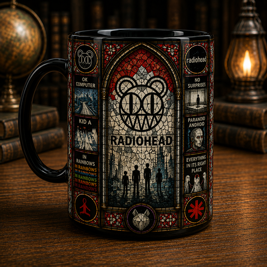 Radiohead Stained Glass Mug – OK Computer Alternative Rock Gift