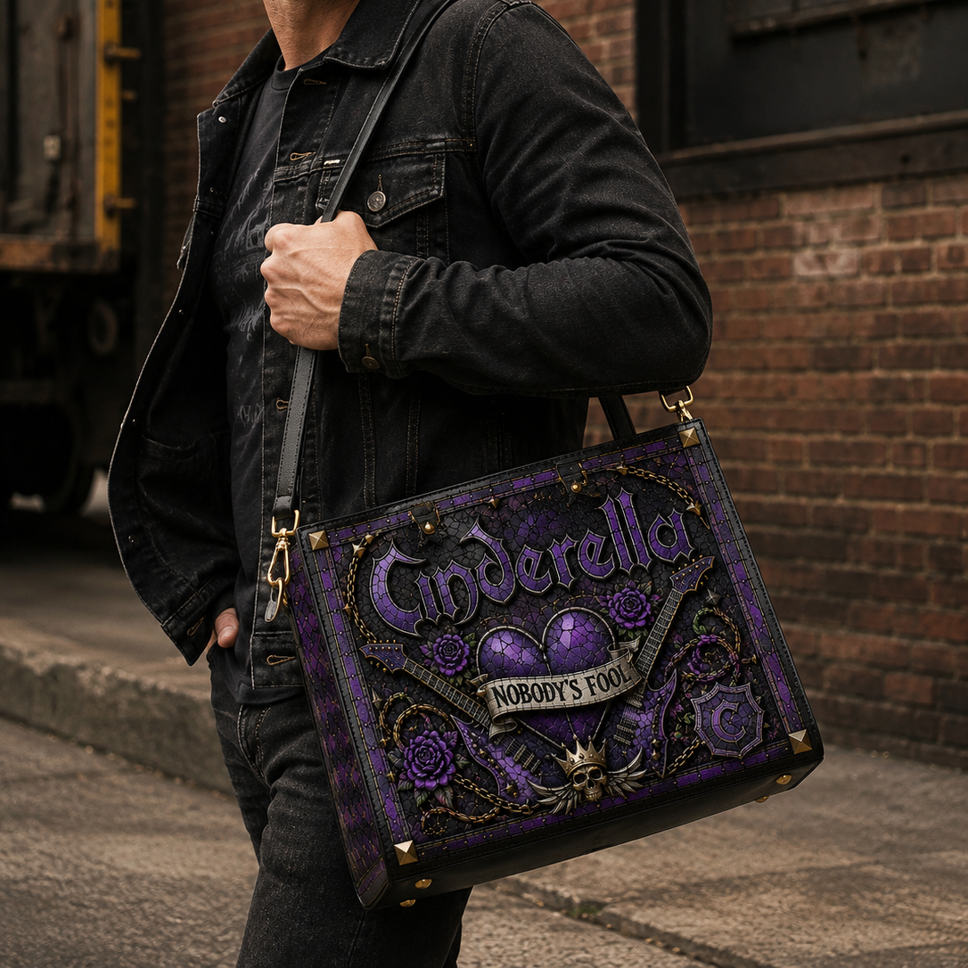 Cinderella Leather Handbag, Leather Tote Bag, Leather Wallet Set - Stained Glass Mosaic Cinderella Band Fan Gift, Luxury Rock Music Accessories