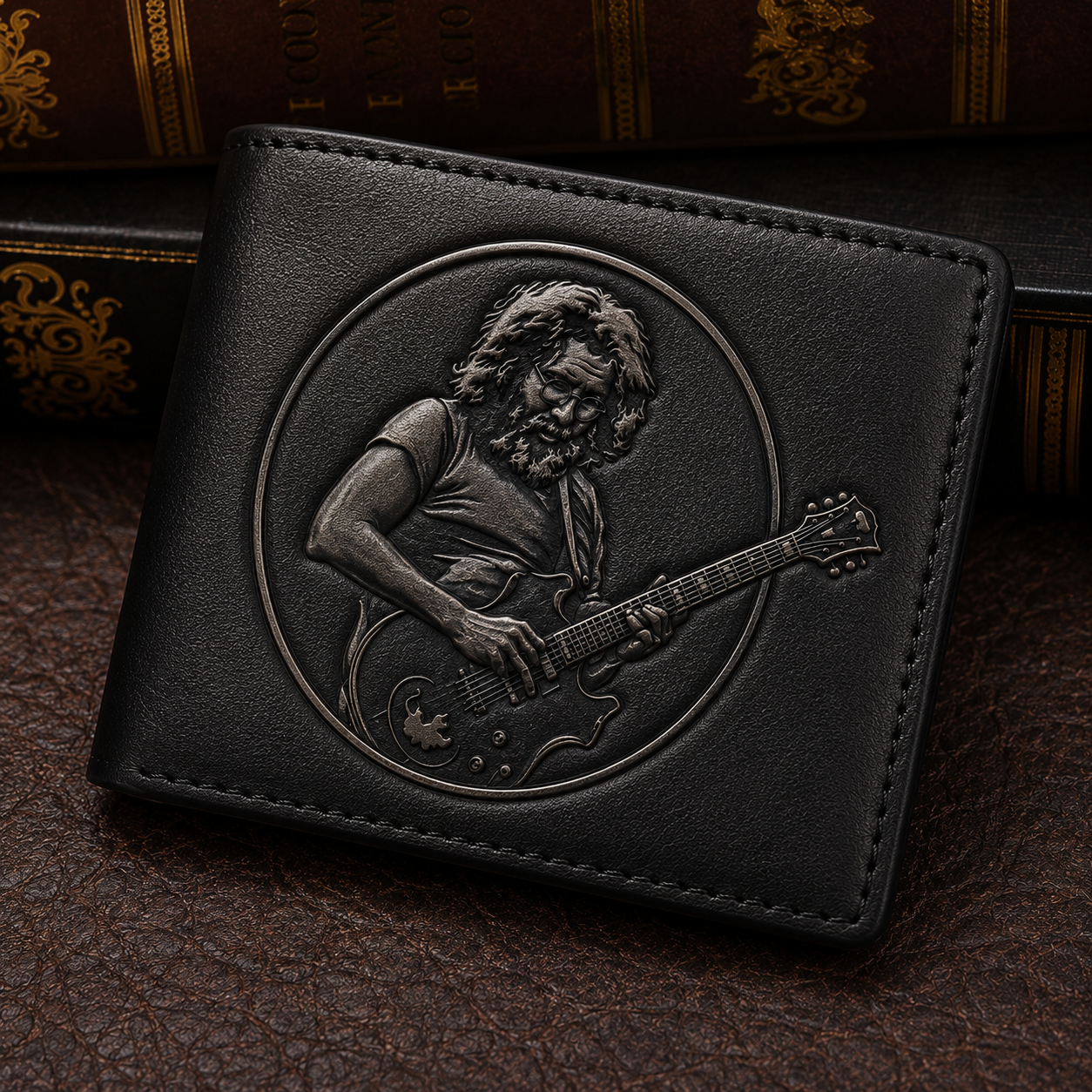 Jerry Garcia Guitar Wallet – Grateful Dead Inspired Leather Wallet (With Box)