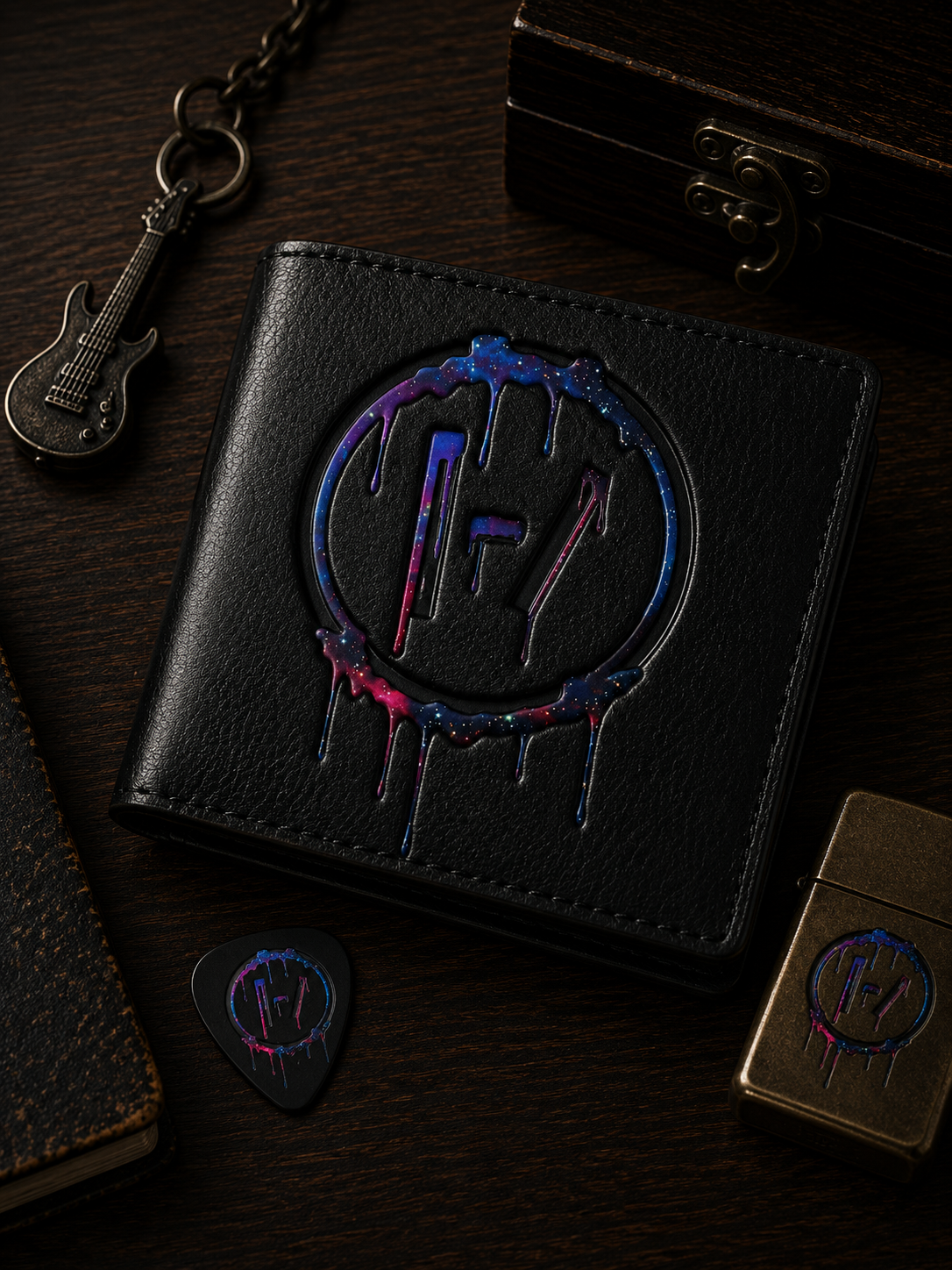 Twenty One Pilots Cosmic Drip Logo Leather Wallet With Box – Alternative Music Fan Gift