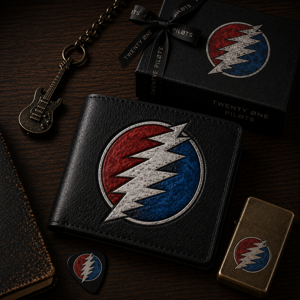 Grateful Dead Steal Your Face Leather Wallet With Box – Vintage Jam Band Fan Gift
