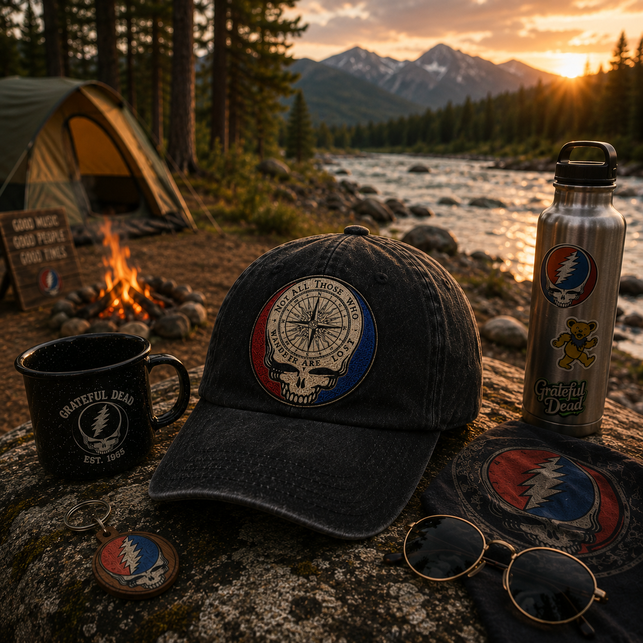 Grateful Dead Not All Those Who Wander Are Lost Vintage Dad Hat – Deadhead Camping Cap Gift