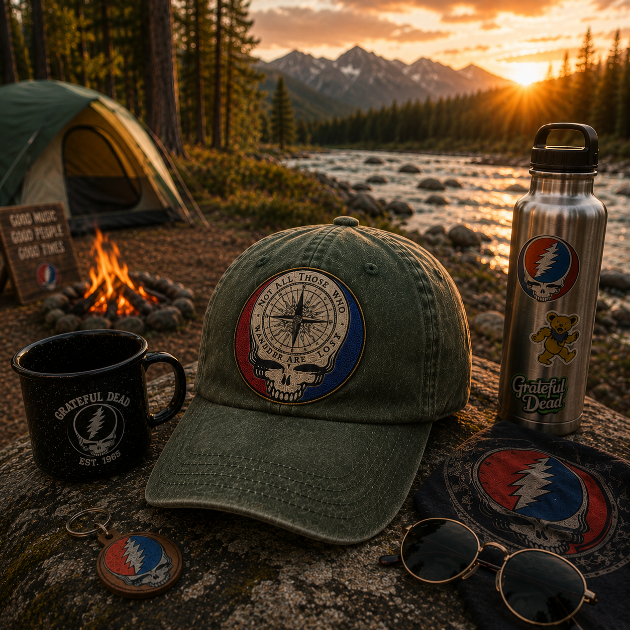 Grateful Dead Not All Those Who Wander Are Lost Vintage Dad Hat – Deadhead Camping Cap Gift