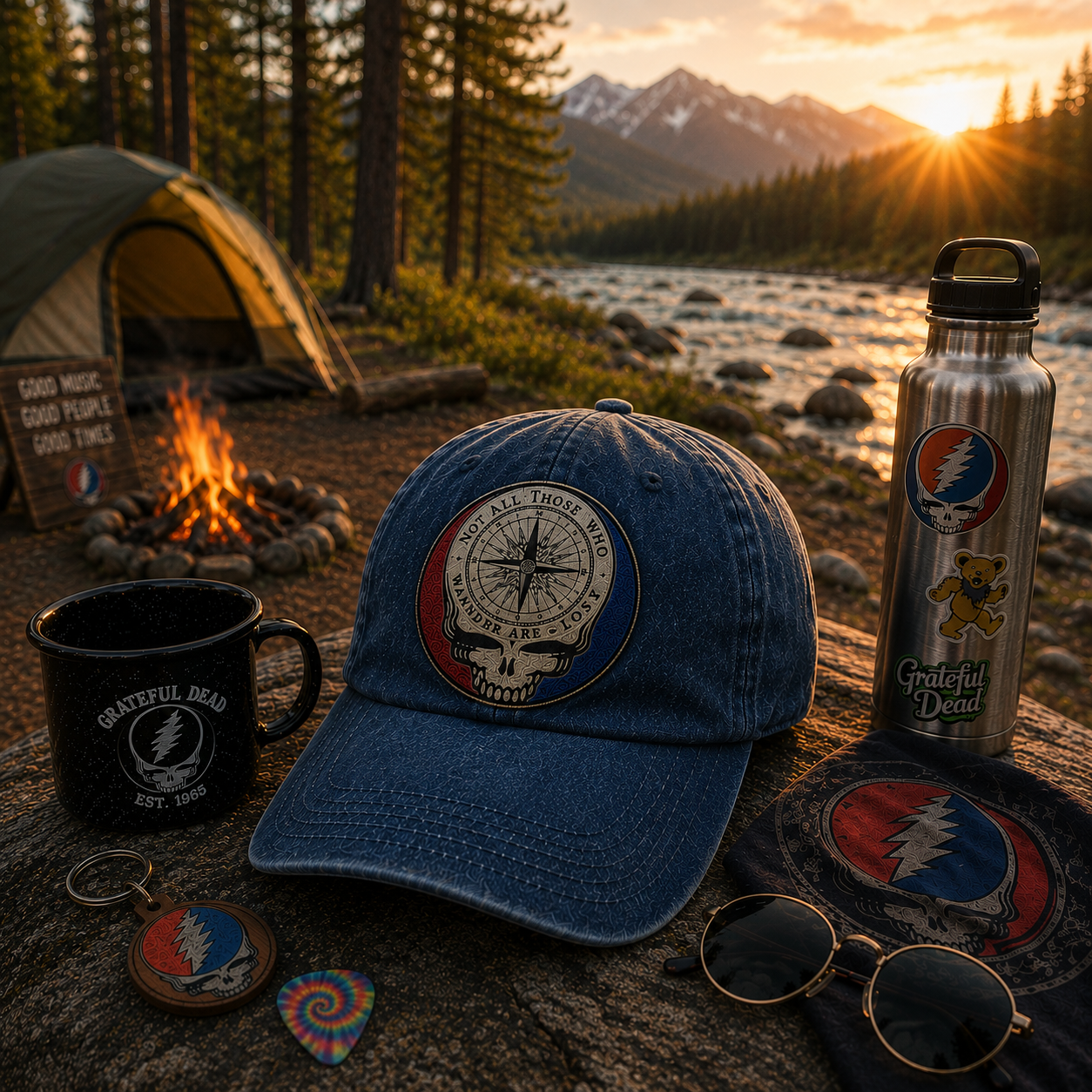 Grateful Dead Not All Those Who Wander Are Lost Vintage Dad Hat – Deadhead Camping Cap Gift