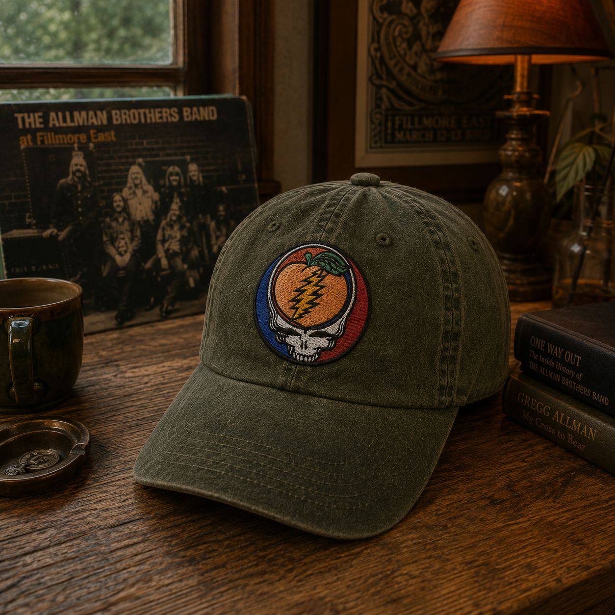 The Allman Brothers Band Peach Skull Vintage Cap – Southern Rock Camping Dad Hat Gift