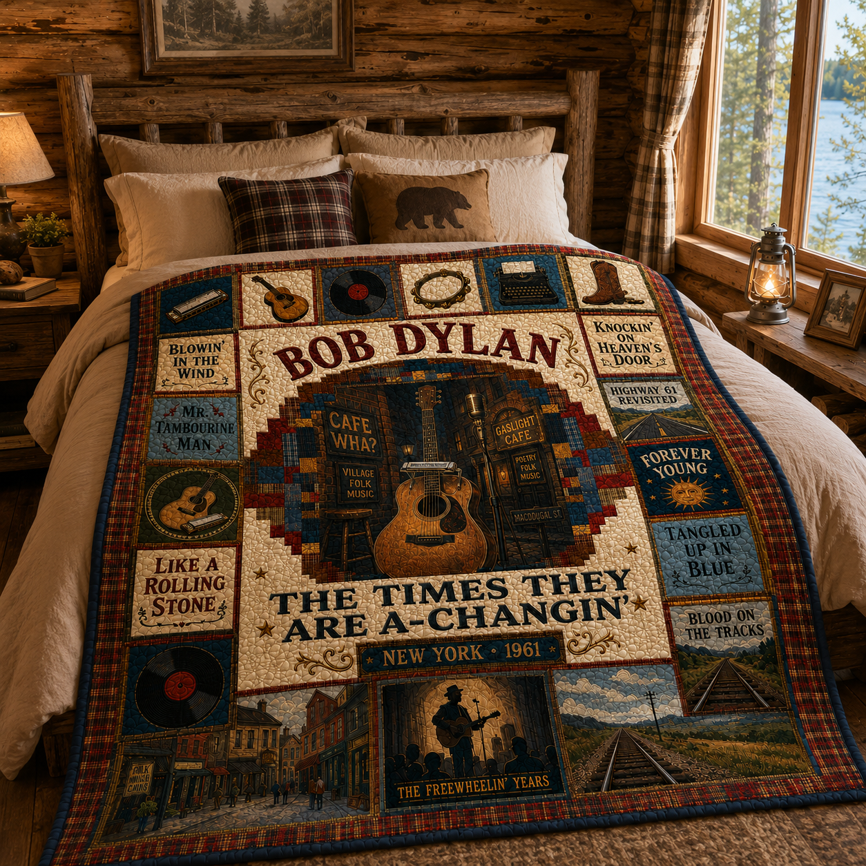 Bob Dylan Quilt Blanket – Iconic Moment of The Legend Quilt Blanket