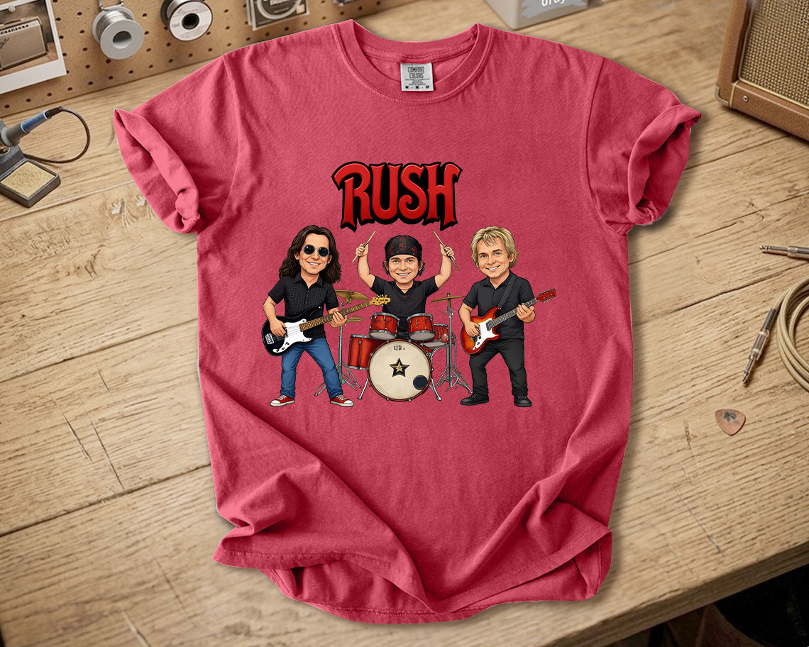 Rush Comfort Colors Tee – Geddy Lee Neil Peart Alex Lifeson Band Members Tribute Shirt