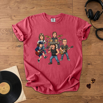 AC/DC Caricature Band T-Shirt – Classic Rock Legends Graphic Tee