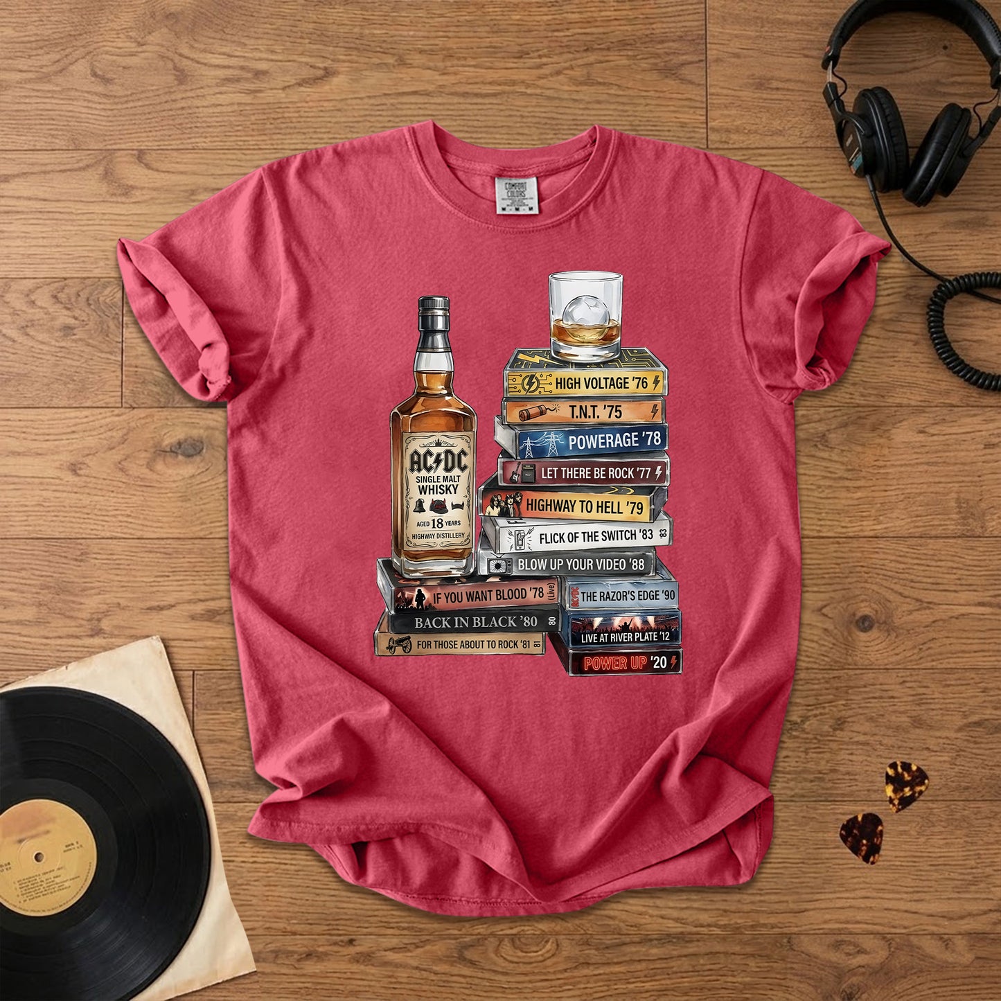 ACDC Cassette Album Collection T-Shirt – Retro Rock Music ACDC Merch Tee