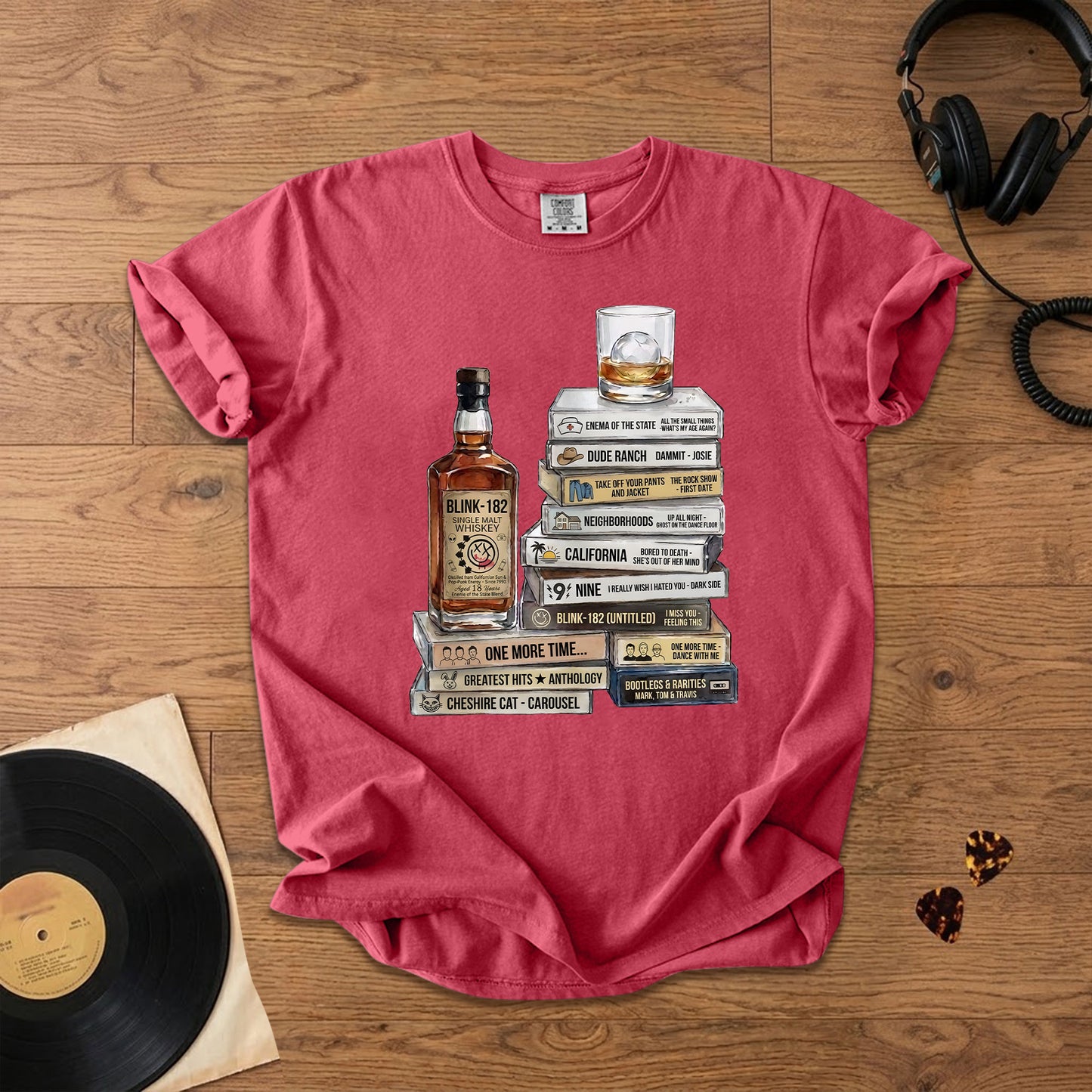 Blink-182 Cassette Album Collection T-Shirt – Retro Rock Music Blink-182 Merch Tee