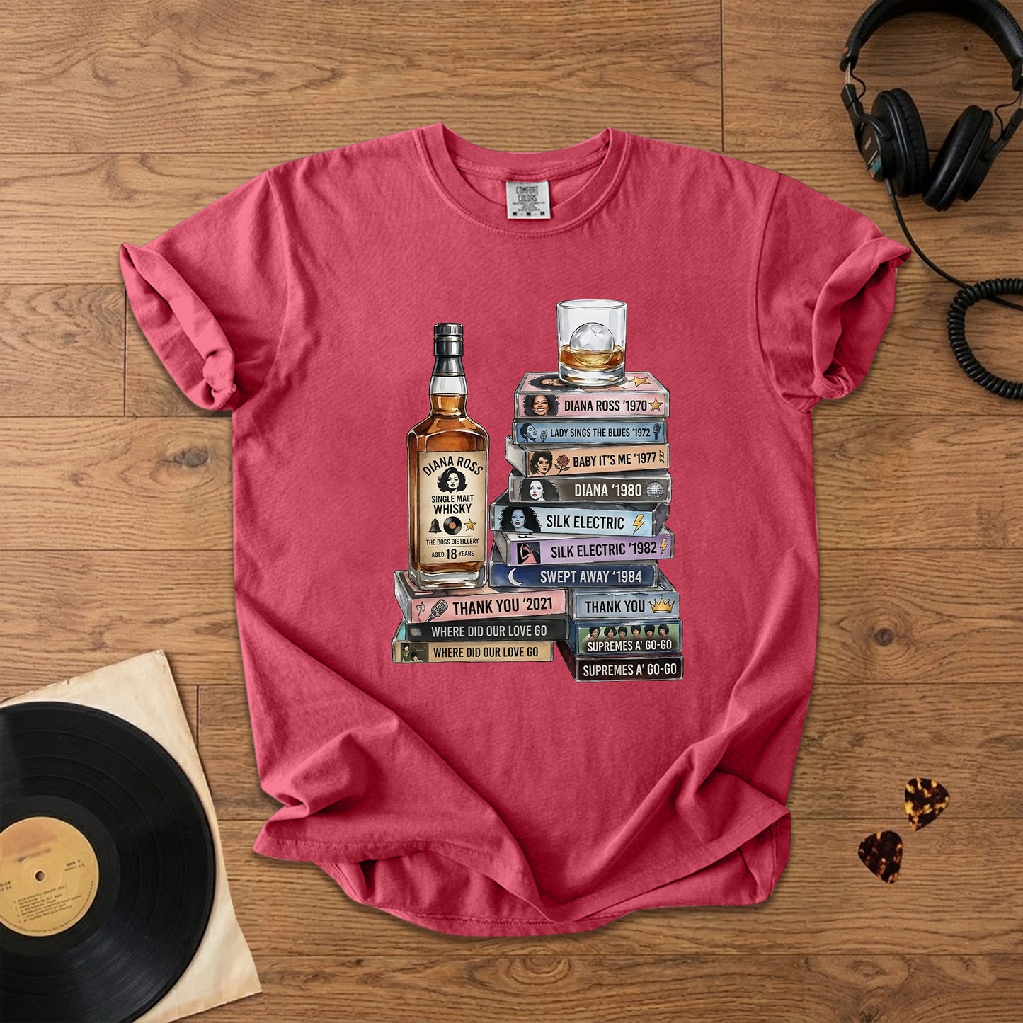 Diana Ross Cassette Album Collection T-Shirt – Retro Rock Music Diana Ross Merch Tee