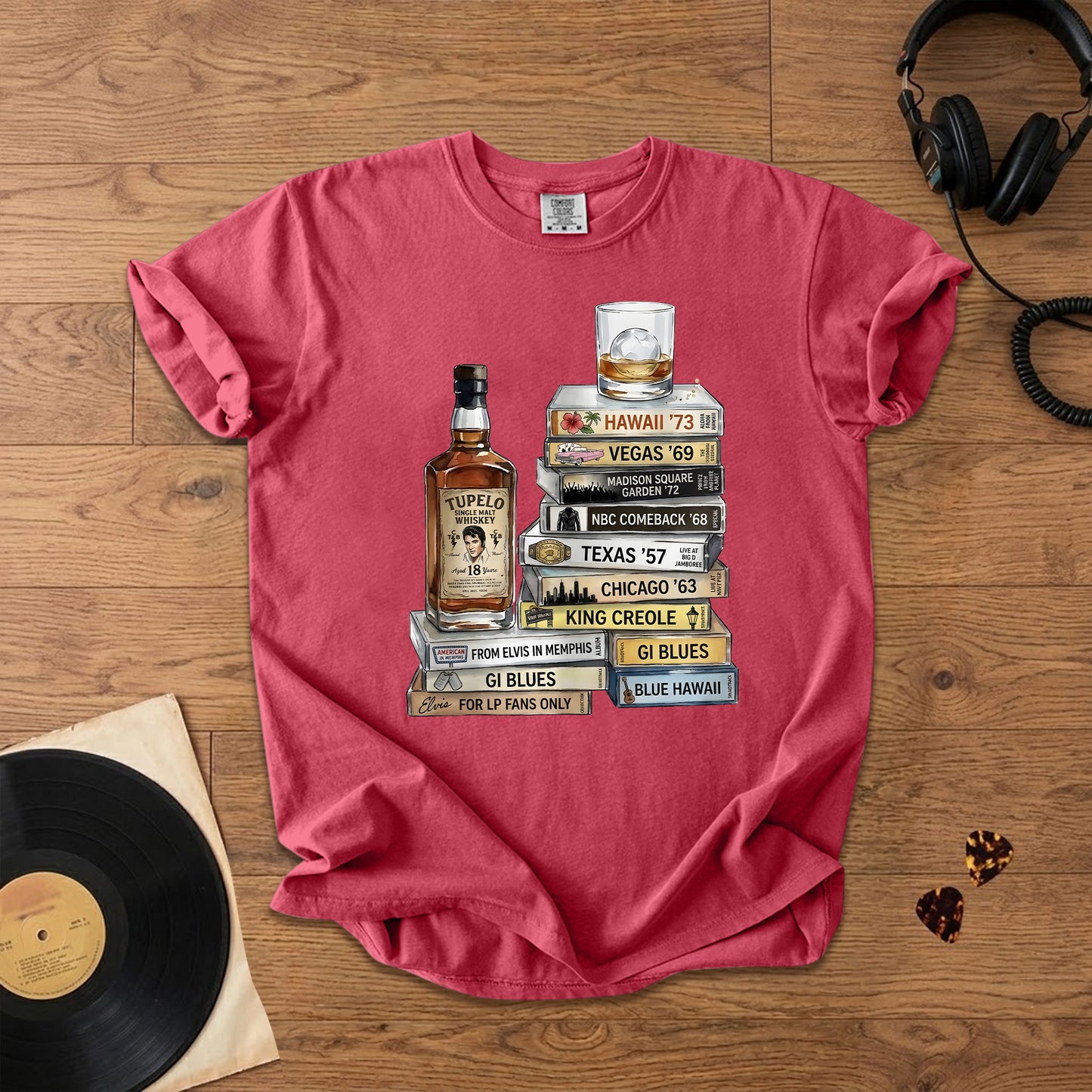Elvis Presley Cassette Album Collection T-Shirt – Retro Rock Music Elvis Presley Merch Tee