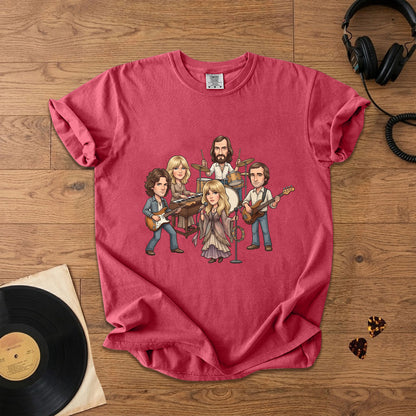 Fleetwood Mac Cartoon Band Graphic T-Shirt – Classic Rock Fan Tee