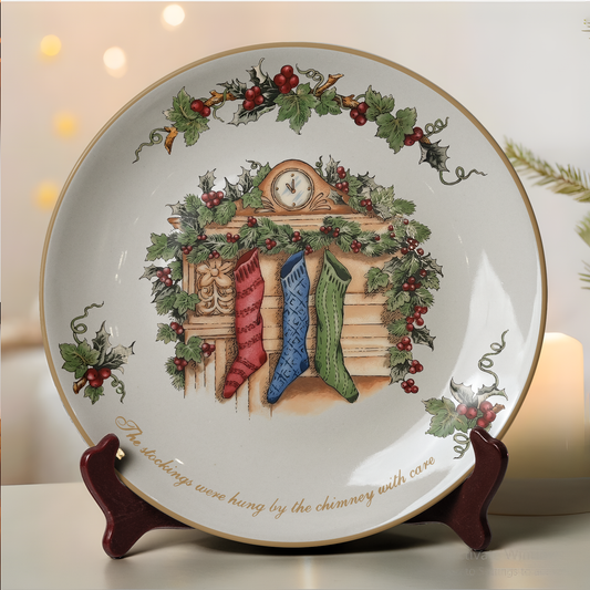 Christmas Stockings by the Fireplace Decorative Ceramic Plate
