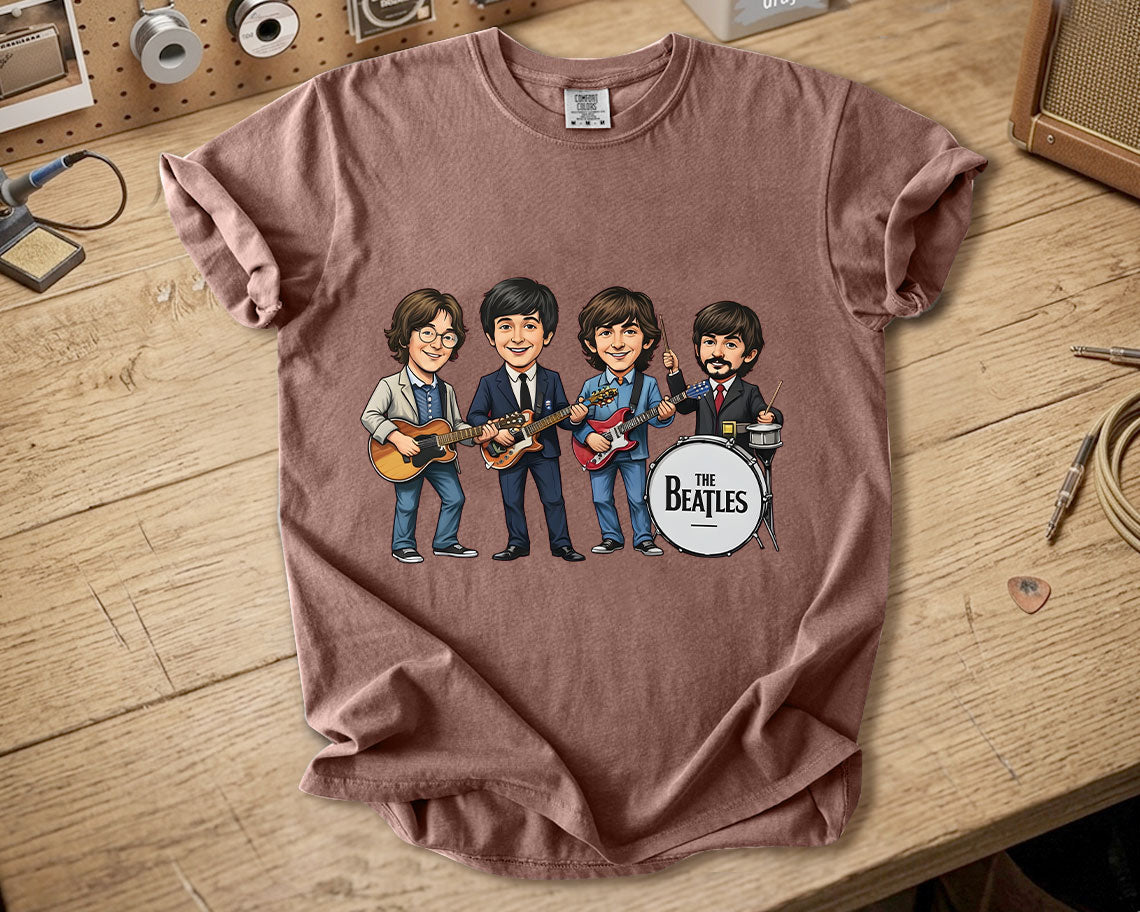 The Beatles Band Members Comfort Colors Tee – John Lennon Paul McCartney George Harrison Ringo Starr Classic Rock Tribute Shirt