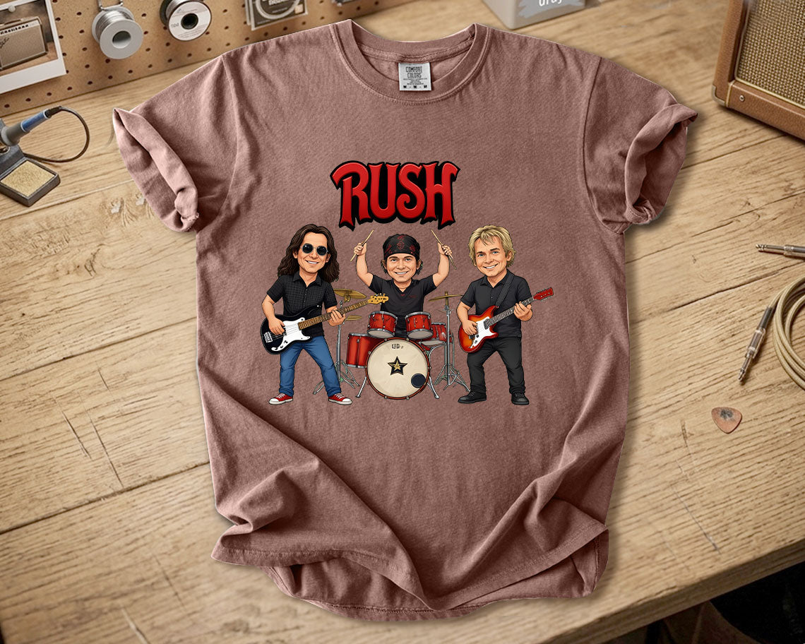 Rush Comfort Colors Tee – Geddy Lee Neil Peart Alex Lifeson Band Members Tribute Shirt