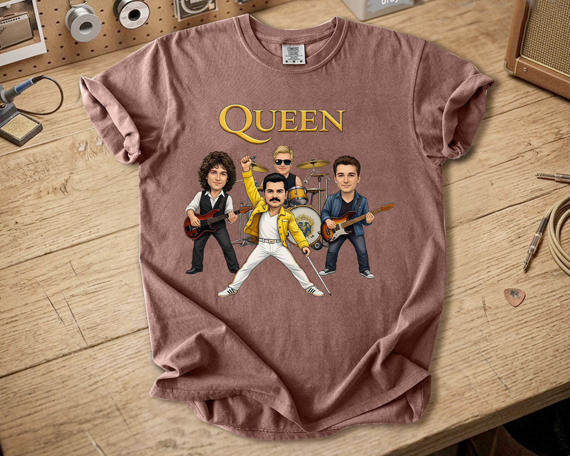 Queen Comfort Colors Tee – Freddie Mercury Band Members Tribute Classic Rock Shirt