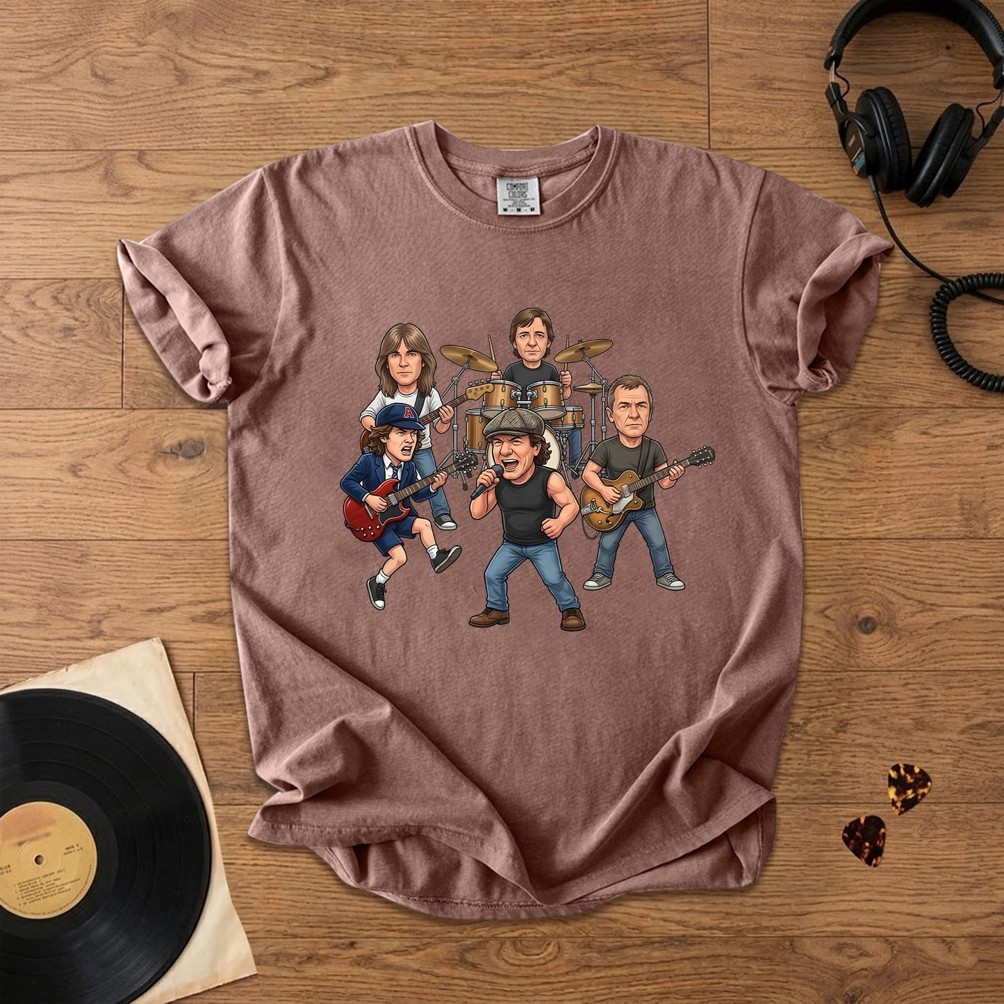 AC/DC Caricature Band T-Shirt – Classic Rock Legends Graphic Tee