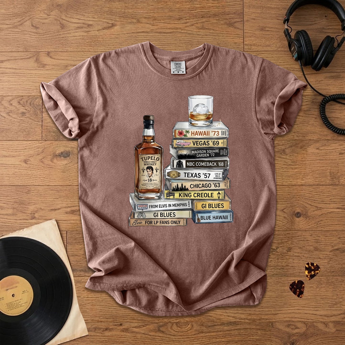 Elvis Presley Cassette Album Collection T-Shirt – Retro Rock Music Elvis Presley Merch Tee
